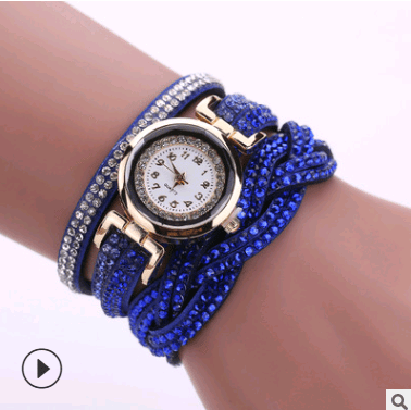 Fashion watch ladies fashion watch, diamond twisted pu belt winding fashion watch - Krosscanada