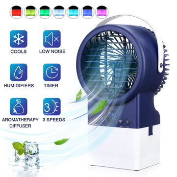 IPRee® 4 in 1 3-Speeds Adjustable Air Conditioner Mist Purifier Humidifier Fan Portable Personal Air Cooler Desk Fan Quiet Circulation with 7 Colors Timing Lights for Outdoor Home Office - KKscollecation
