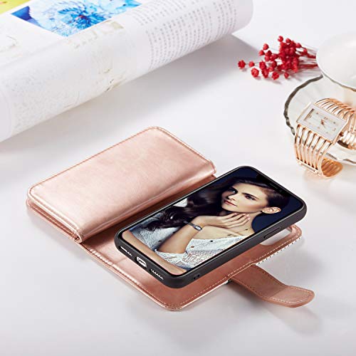 FLYEE Case Compatible with iPhone 12 Pro Max(6.7 inch,2020 Release),Wallet Case for Women and Girls with Card Holder,Detachable 2in1 Case Premium Leather Zipper Flip Case with Wrist Strap - Black - Krosscanada