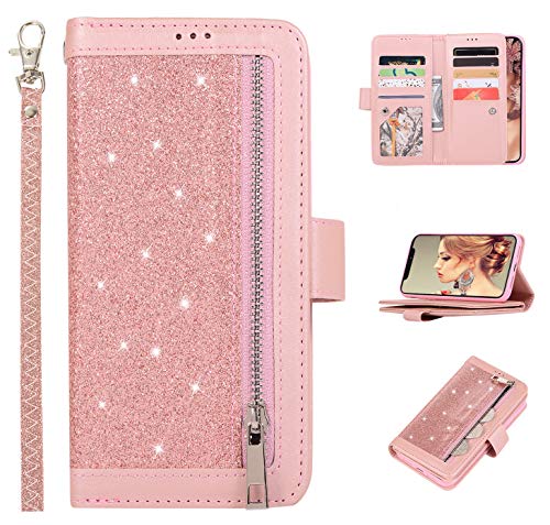 FLYEE Case Compatible with iPhone 12 Pro Max(6.7 inch,2020 Release),Wallet Case for Women and Girls with Card Holder,Detachable 2in1 Case Premium Leather Zipper Flip Case with Wrist Strap - Black - Krosscanada
