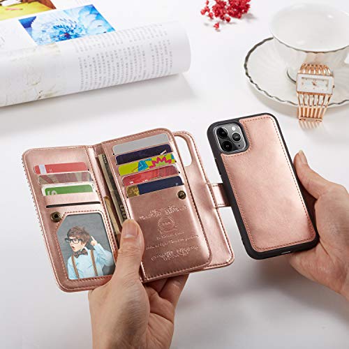FLYEE Case Compatible with iPhone 12 Pro Max(6.7 inch,2020 Release),Wallet Case for Women and Girls with Card Holder,Detachable 2in1 Case Premium Leather Zipper Flip Case with Wrist Strap - Black - Krosscanada