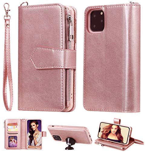FLYEE Case Compatible with iPhone 12 Pro Max(6.7 inch,2020 Release),Wallet Case for Women and Girls with Card Holder,Detachable 2in1 Case Premium Leather Zipper Flip Case with Wrist Strap - Black - Krosscanada