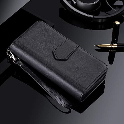 FLYEE Case Compatible with iPhone 12 Pro Max(6.7 inch,2020 Release),Wallet Case for Women and Girls with Card Holder,Detachable 2in1 Case Premium Leather Zipper Flip Case with Wrist Strap - Black - Krosscanada