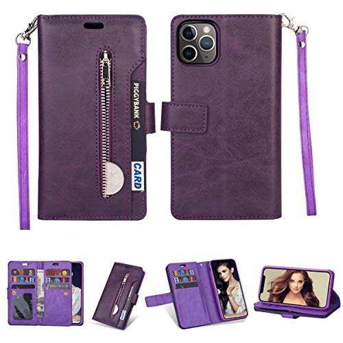 FLYEE Case Compatible with iPhone 12 Pro Max(6.7 inch,2020 Release),Wallet Case for Women and Girls with Card Holder,Detachable 2in1 Case Premium Leather Zipper Flip Case with Wrist Strap - Black - Krosscanada