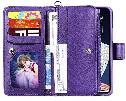 FLYEE Case Compatible with iPhone 12 Pro Max(6.7 inch,2020 Release),Wallet Case for Women and Girls with Card Holder,Detachable 2in1 Case Premium Leather Zipper Flip Case with Wrist Strap - Black - Krosscanada