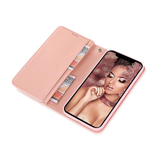 FLYEE Case Compatible with iPhone 12 Pro Max(6.7 inch,2020 Release),Wallet Case for Women and Girls with Card Holder,Detachable 2in1 Case Premium Leather Zipper Flip Case with Wrist Strap - Black - Krosscanada