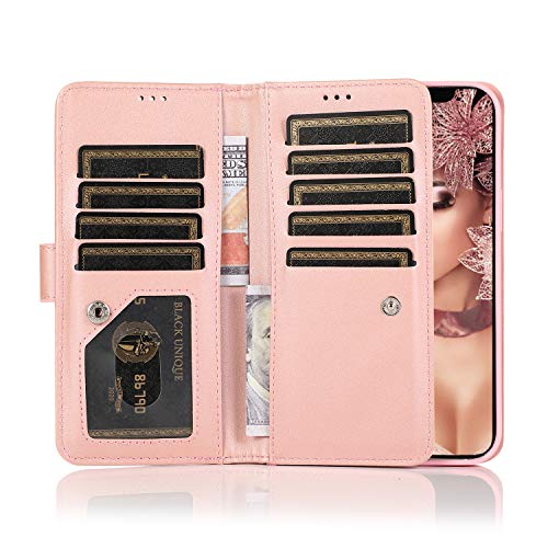 FLYEE Case Compatible with iPhone 12 Pro Max(6.7 inch,2020 Release),Wallet Case for Women and Girls with Card Holder,Detachable 2in1 Case Premium Leather Zipper Flip Case with Wrist Strap - Black - Krosscanada