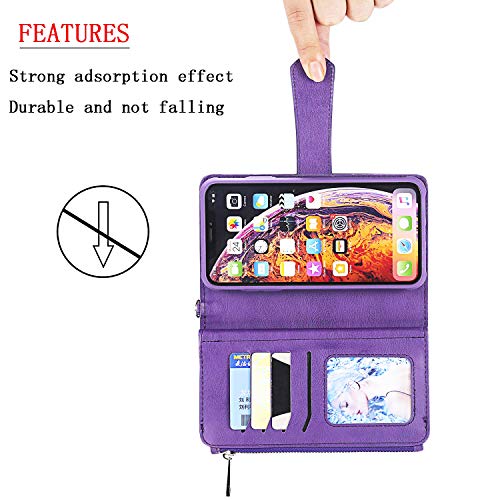 FLYEE Case Compatible with iPhone 12 Pro Max(6.7 inch,2020 Release),Wallet Case for Women and Girls with Card Holder,Detachable 2in1 Case Premium Leather Zipper Flip Case with Wrist Strap - Black - Krosscanada