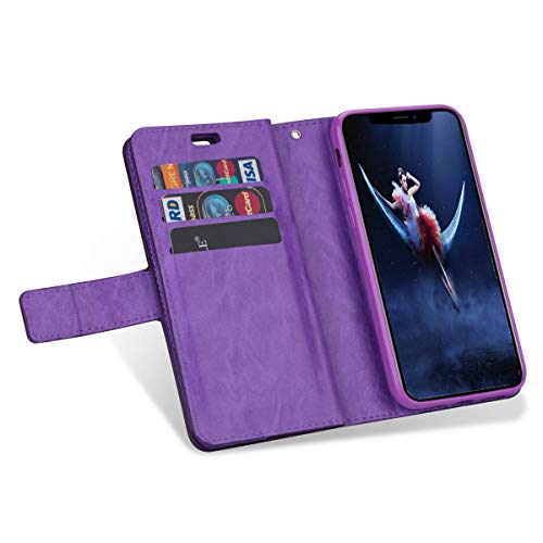 FLYEE Case Compatible with iPhone 12 Pro Max(6.7 inch,2020 Release),Wallet Case for Women and Girls with Card Holder,Detachable 2in1 Case Premium Leather Zipper Flip Case with Wrist Strap - Black - Krosscanada