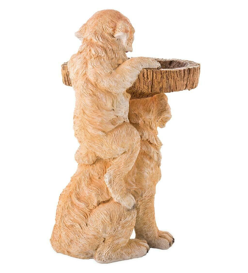Garden Decoration Raccoon Resin Ornaments Handicraft Gardening Bird Drinking Ornaments - Krosscanada