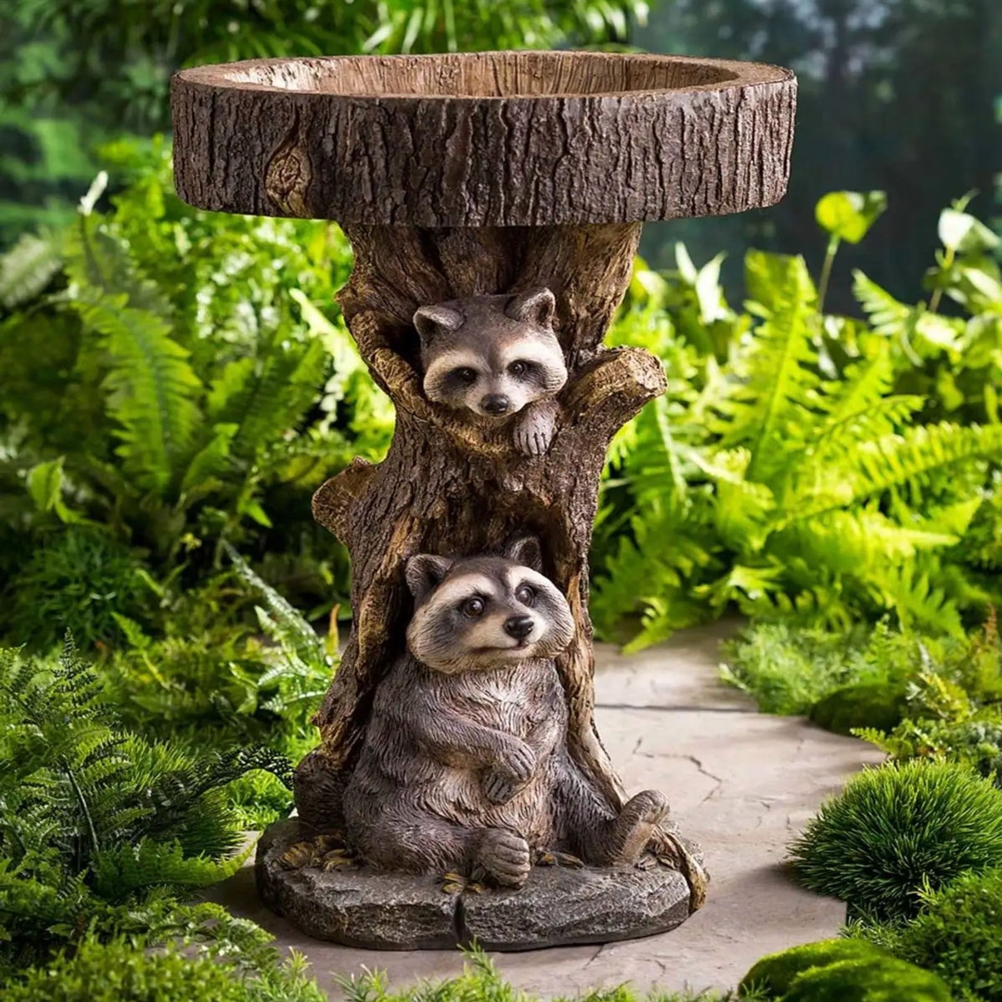 Garden Decoration Raccoon Resin Ornaments Handicraft Gardening Bird Drinking Ornaments - Krosscanada