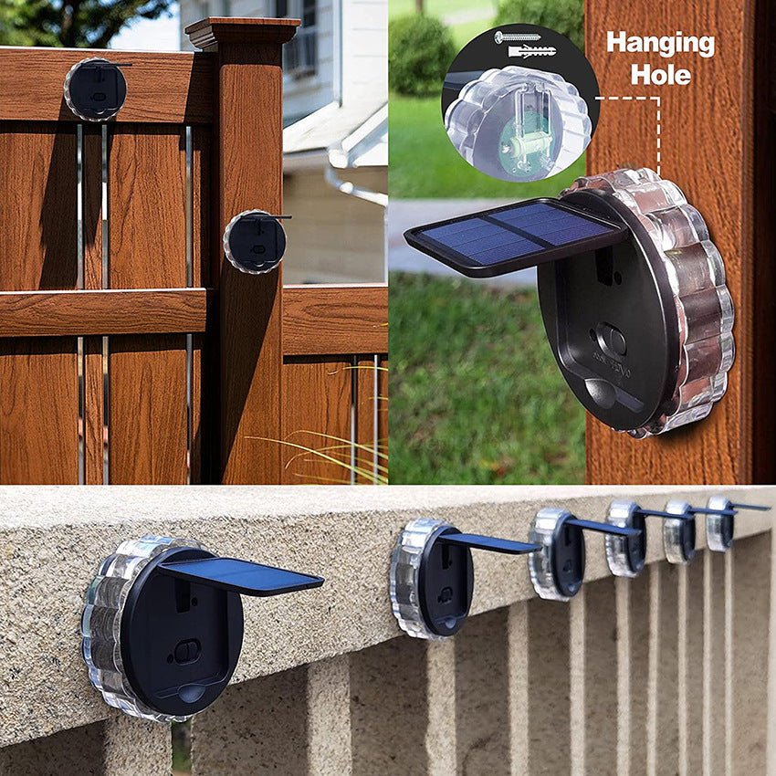 Garden Fence Lighting Solar Wall Light Home Decor Round Solar Lamp Led - Krosscanada