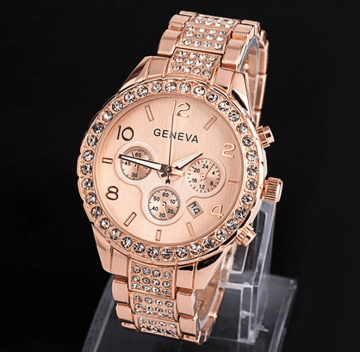 Geneva diamond calendar watch women fashion watch business casual ladies quartz tide watch fake three - eyed watch - Krosscanada