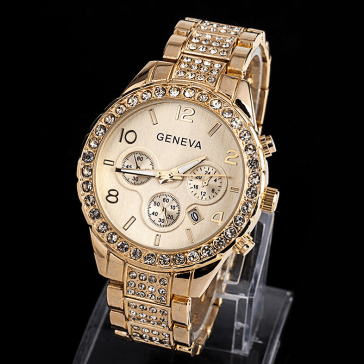 Geneva diamond calendar watch women fashion watch business casual ladies quartz tide watch fake three - eyed watch - Krosscanada