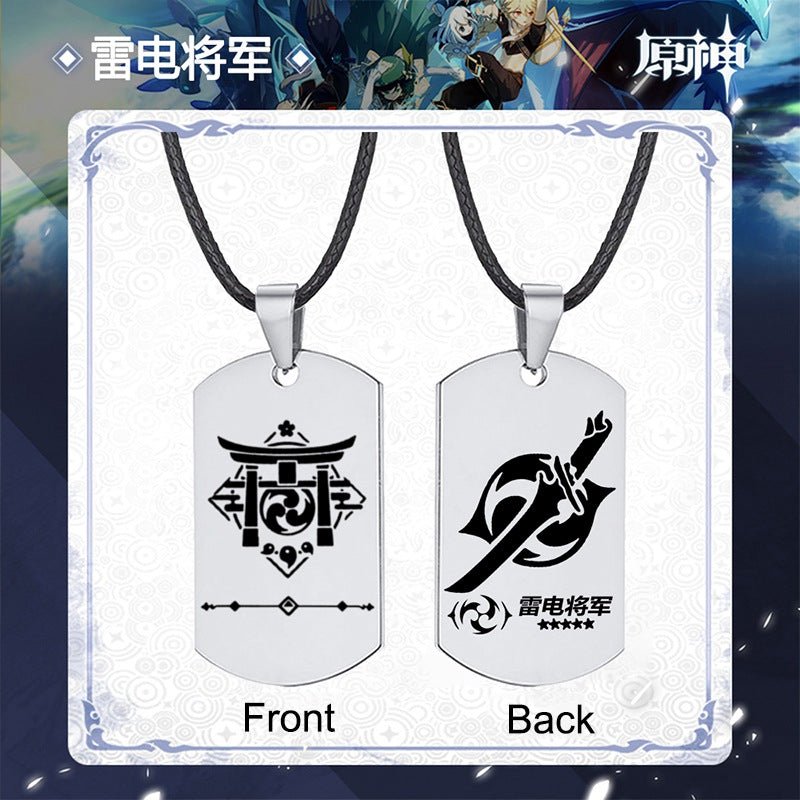 Genshin Impact Stainless Steel Necklace Engraved Double Sided Zhongli Xiao Venti Diluc Keqing Element Logo Pendant Dog Tags - Krosscanada
