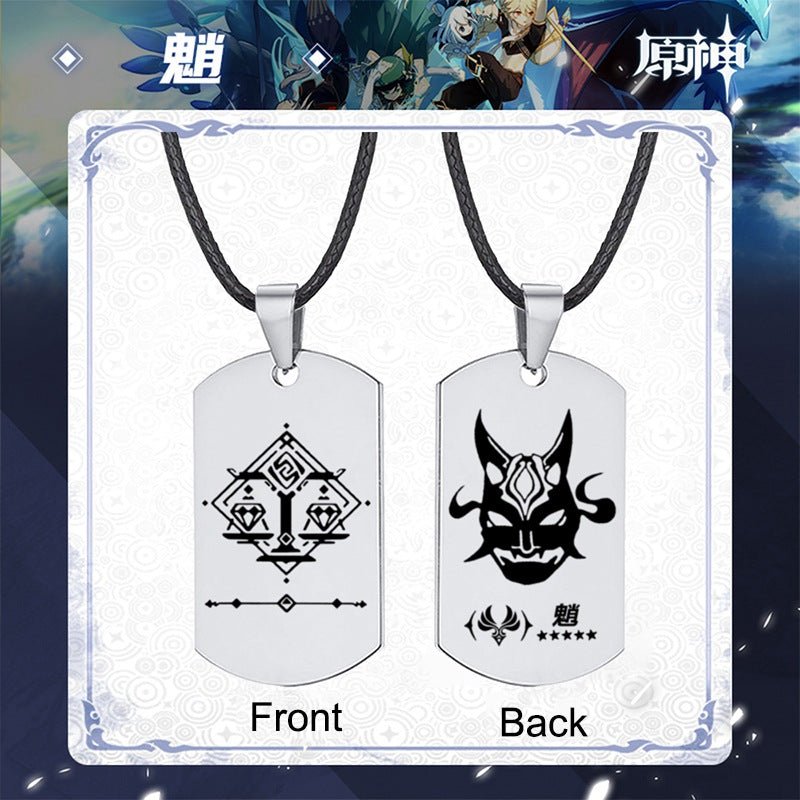 Genshin Impact Stainless Steel Necklace Engraved Double Sided Zhongli Xiao Venti Diluc Keqing Element Logo Pendant Dog Tags - Krosscanada