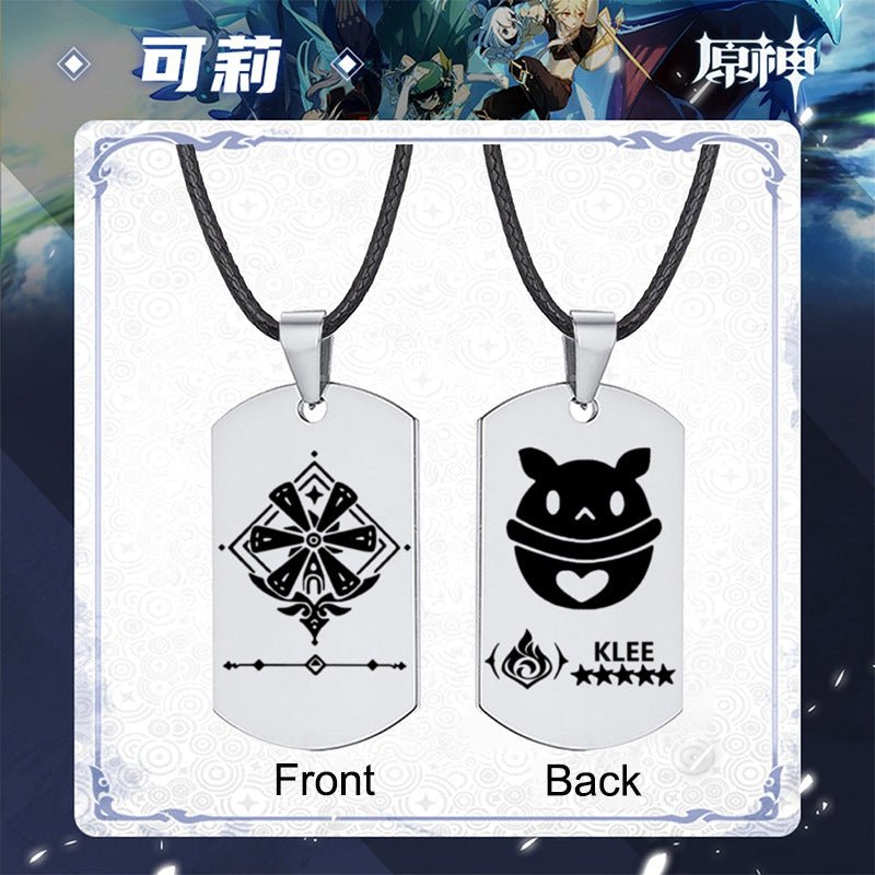 Genshin Impact Stainless Steel Necklace Engraved Double Sided Zhongli Xiao Venti Diluc Keqing Element Logo Pendant Dog Tags - Krosscanada