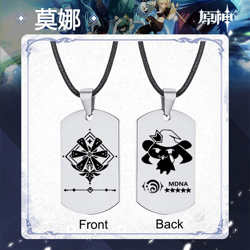 Genshin Impact Stainless Steel Necklace Engraved Double Sided Zhongli Xiao Venti Diluc Keqing Element Logo Pendant Dog Tags - Krosscanada