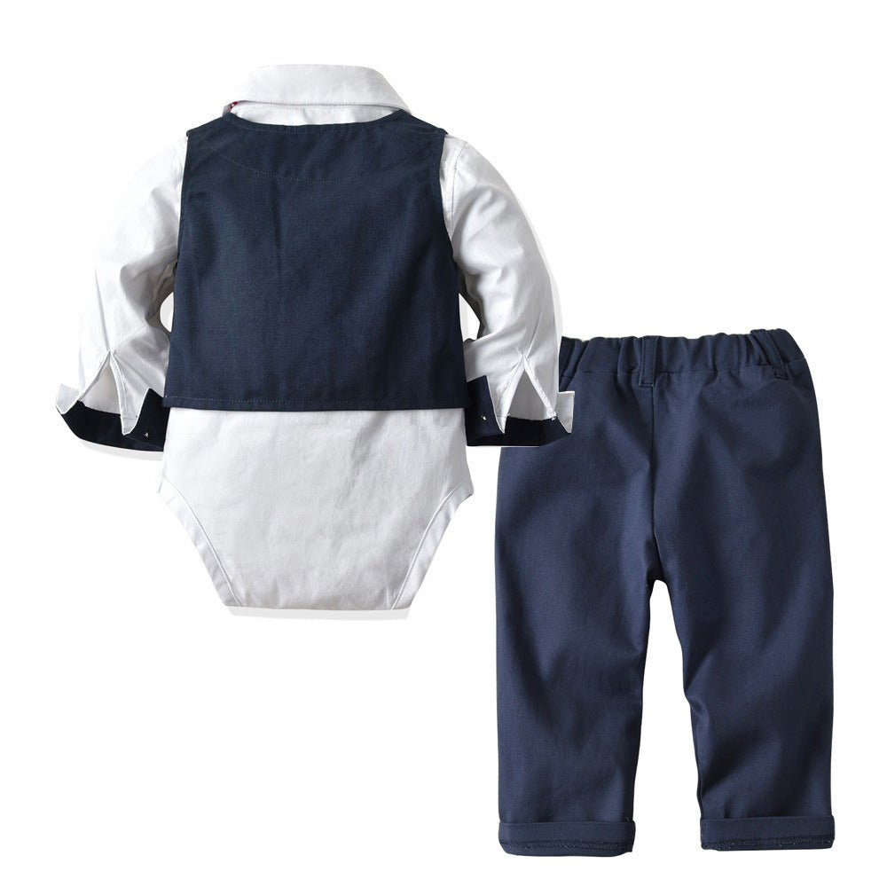 Gentleman's Suit Baby One - piece Romper Long - sleeved Romper - Krosscanada