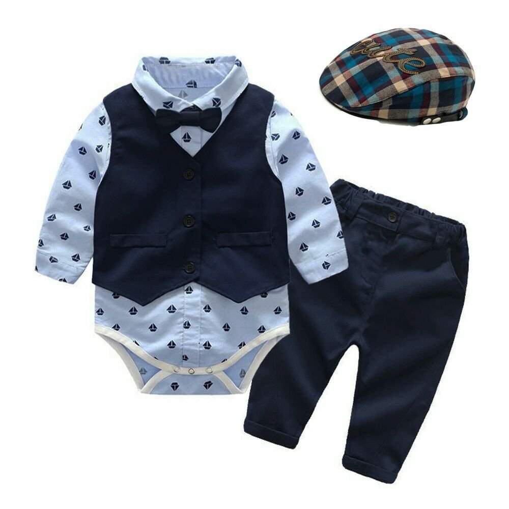 Gentleman's Suit Baby One - piece Romper Long - sleeved Romper - Krosscanada