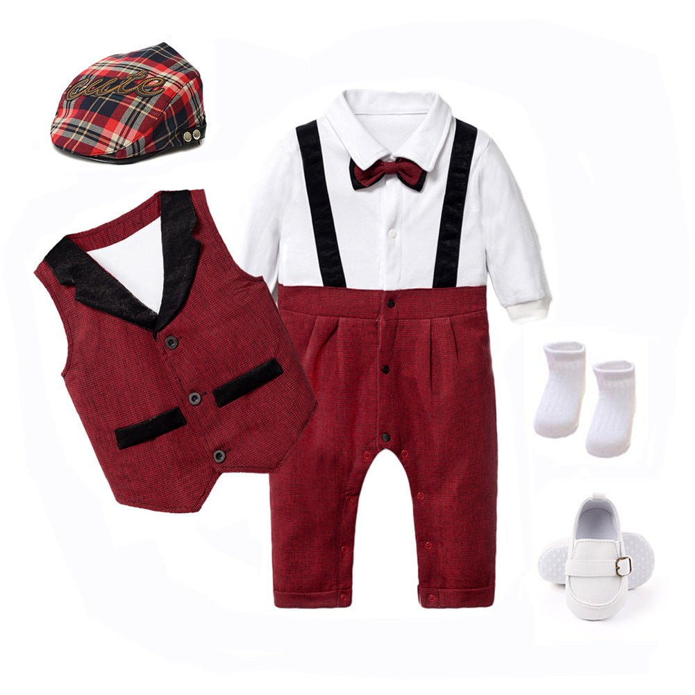 Gentleman's Suit Baby One - piece Romper Long - sleeved Romper - Krosscanada