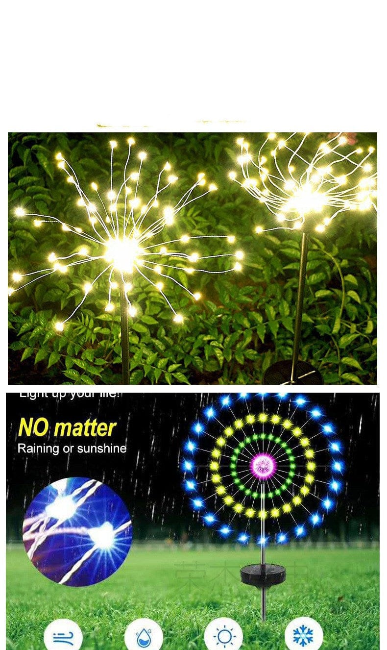Ground - Inserted Firework Lights Christmas Outdoor LED Holiday Sky Starry Lights Lawn Christmas Lights Solar String Lights - Krosscanada