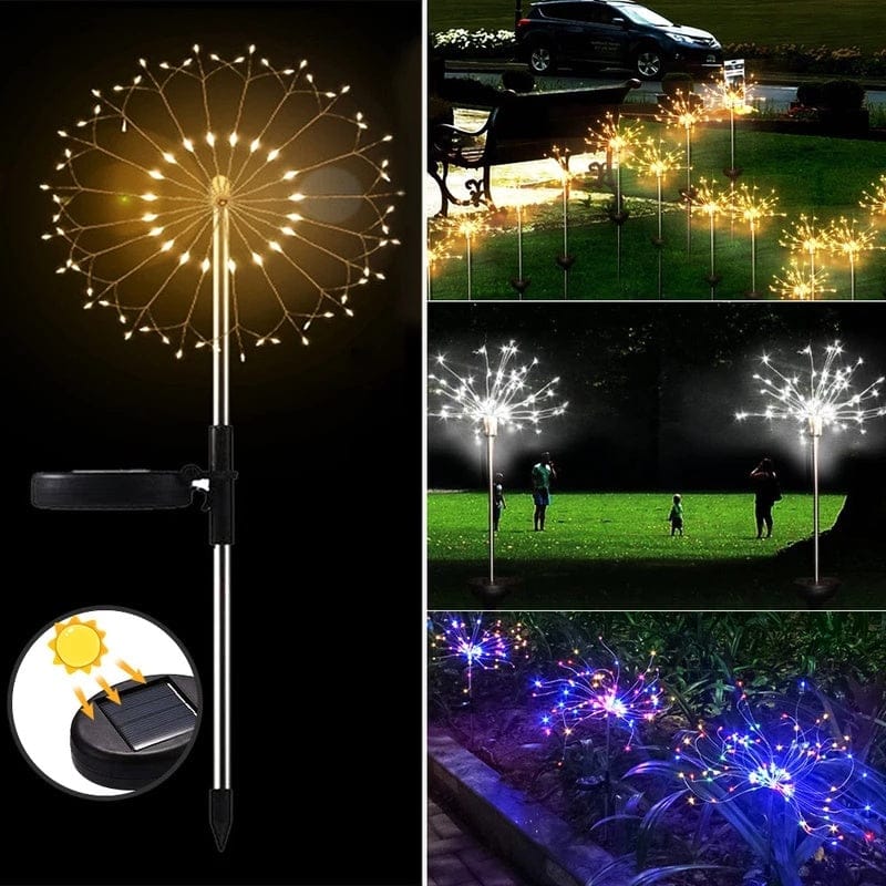 Ground - Inserted Firework Lights Christmas Outdoor LED Holiday Sky Starry Lights Lawn Christmas Lights Solar String Lights - Krosscanada