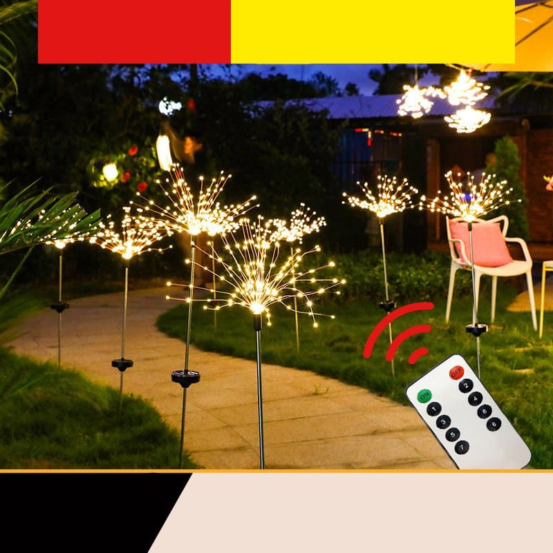 Ground - Inserted Firework Lights Christmas Outdoor LED Holiday Sky Starry Lights Lawn Christmas Lights Solar String Lights - Krosscanada