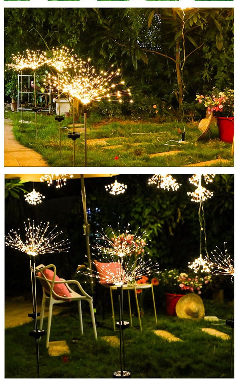 Ground - Inserted Firework Lights Christmas Outdoor LED Holiday Sky Starry Lights Lawn Christmas Lights Solar String Lights - Krosscanada