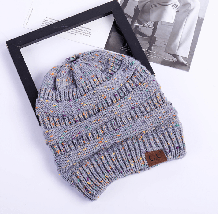 High Bun Ponytail Beanie Hat Chunky Soft Stretch Cable Knit Warm Fuzzy Lined Skull Beanie Acrylic Hats Men And Women - Krosscanada