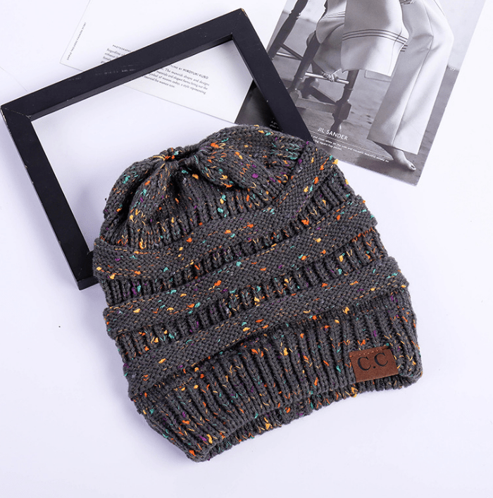High Bun Ponytail Beanie Hat Chunky Soft Stretch Cable Knit Warm Fuzzy Lined Skull Beanie Acrylic Hats Men And Women - Krosscanada