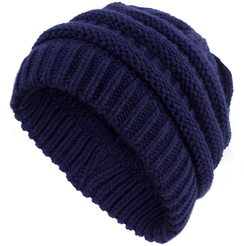 High Bun Ponytail Beanie Hat Chunky Soft Stretch Cable Knit Warm Fuzzy Lined Skull Beanie Acrylic Hats Men And Women - Krosscanada