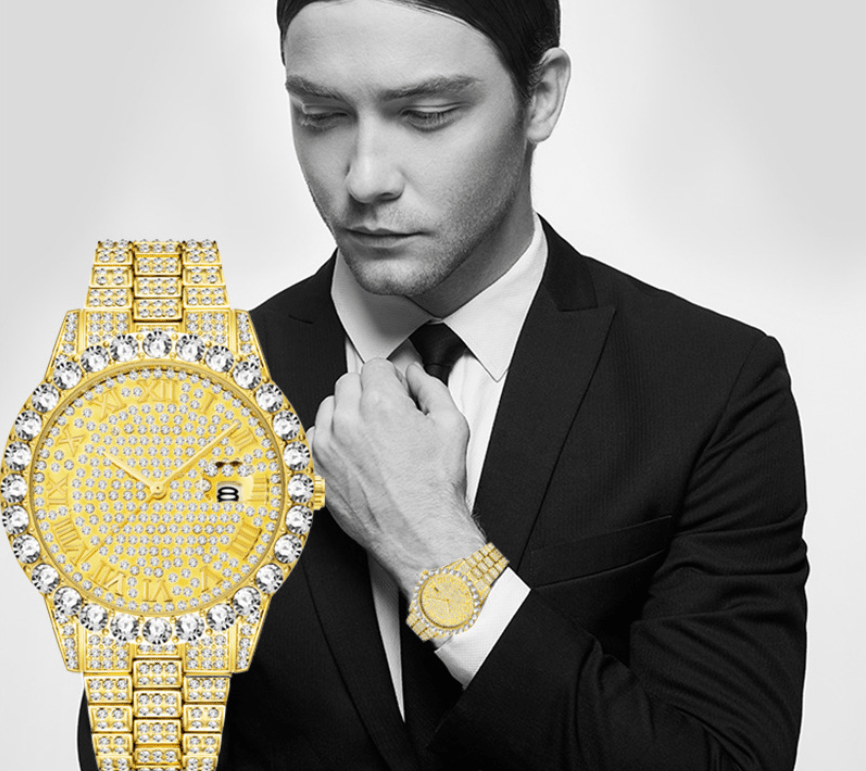 Hip Hop Full Rhinestone Men's Watch - Krosscanada