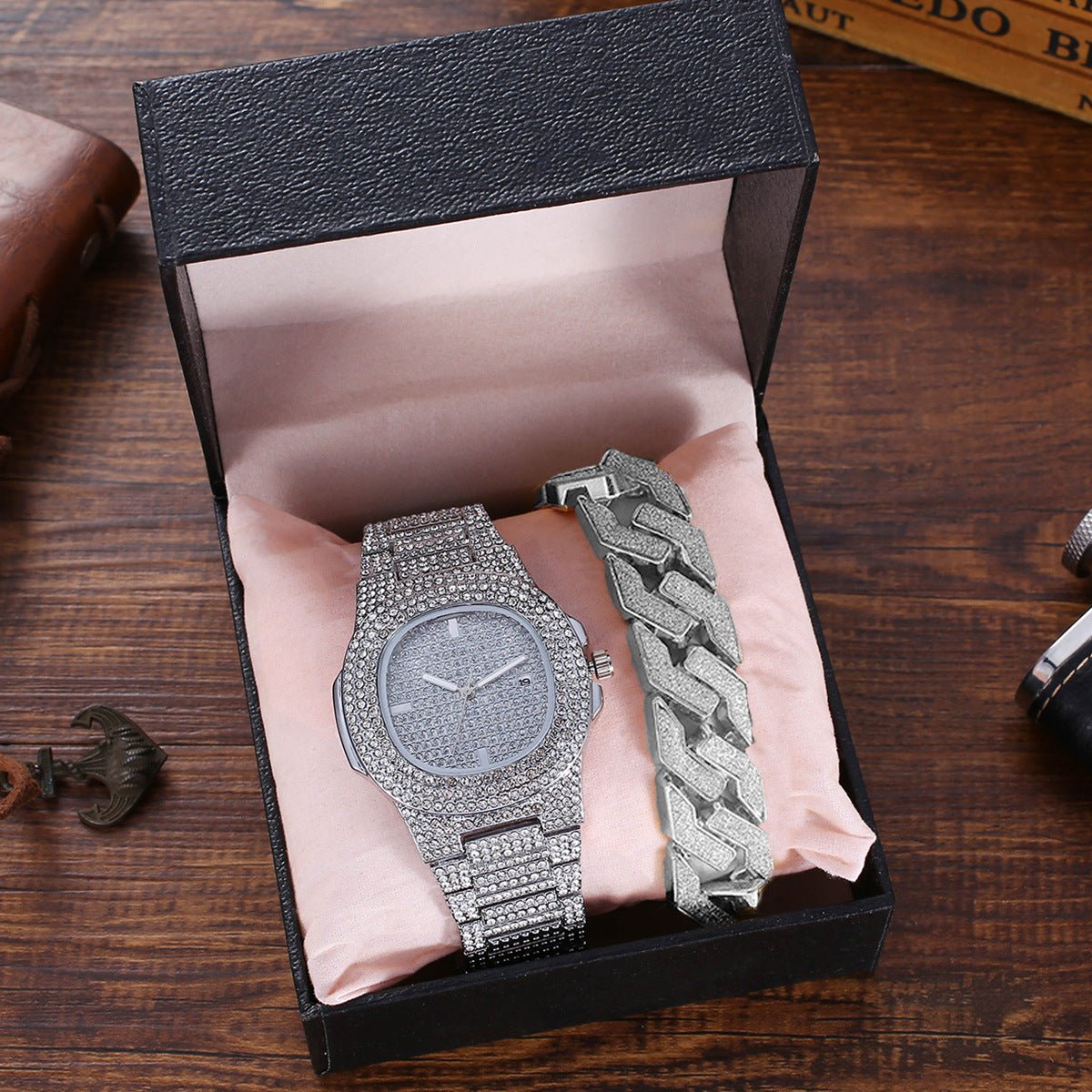 Hip Hop Punk Steel Band Watch Set - Krosscanada