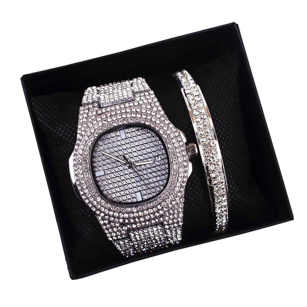 Hip Hop Punk Steel Band Watch Set - Krosscanada