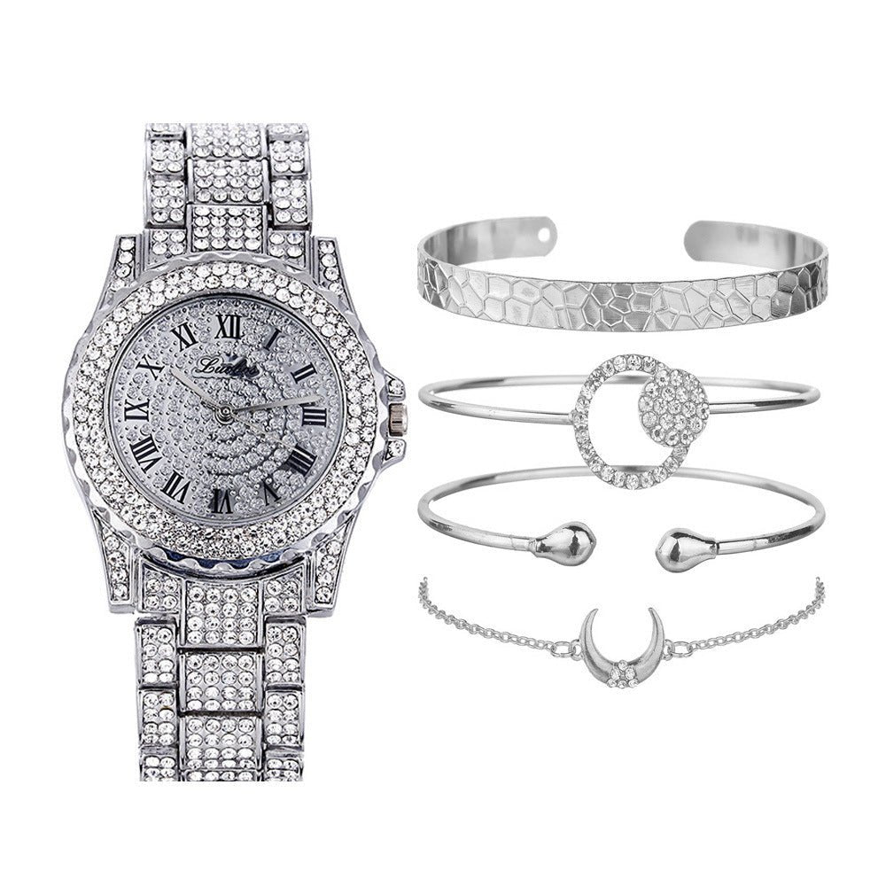 Hip Hop Punk Steel Band Watch Set - Krosscanada