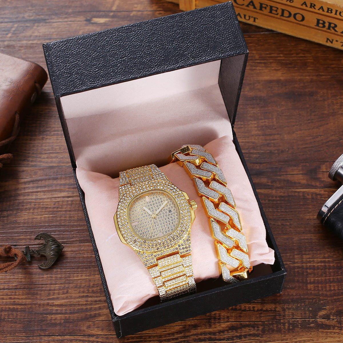 Hip Hop Punk Steel Band Watch Set - Krosscanada