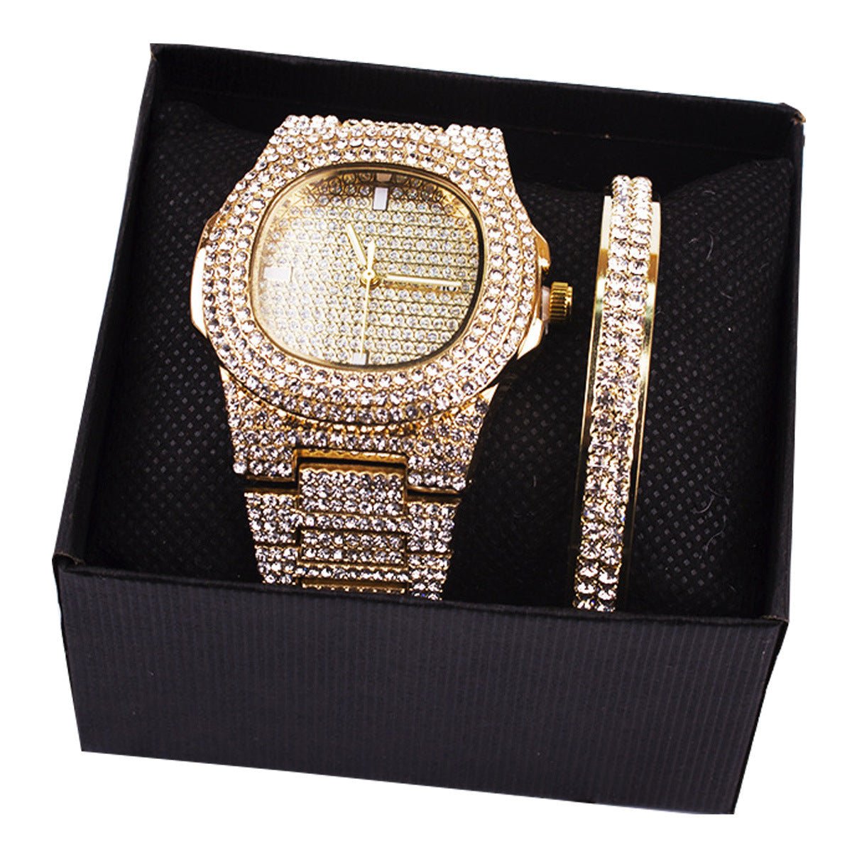 Hip Hop Punk Steel Band Watch Set - Krosscanada