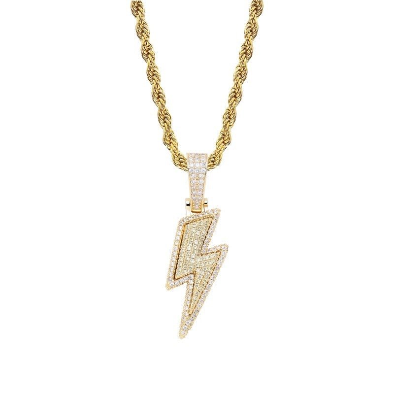Hot Selling Lightning Hip Hop Pendant Micro - inlaid Zircon Hip Hop Fashion Trendy Hip Hop Jewelry - Krosscanada