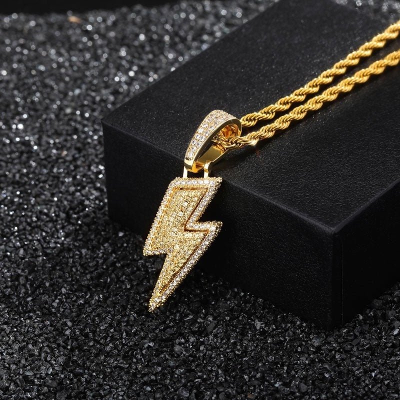Hot Selling Lightning Hip Hop Pendant Micro - inlaid Zircon Hip Hop Fashion Trendy Hip Hop Jewelry - Krosscanada