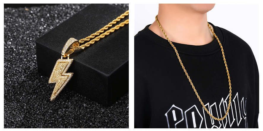 Hot Selling Lightning Hip Hop Pendant Micro - inlaid Zircon Hip Hop Fashion Trendy Hip Hop Jewelry - Krosscanada