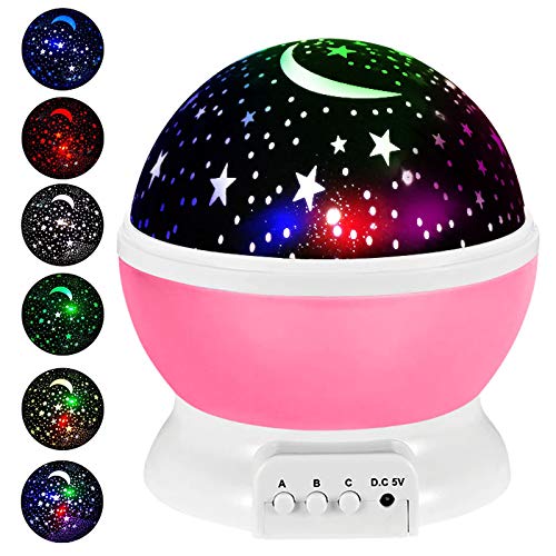 Kids Star Night Light, 360 - Degree Rotating Star Projector, 4 LEDs 8 Colors Changing Desk Lamp For Children Birthday. - Krosscanada
