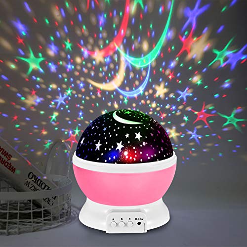 Kids Star Night Light, 360 - Degree Rotating Star Projector, 4 LEDs 8 Colors Changing Desk Lamp For Children Birthday. - Krosscanada