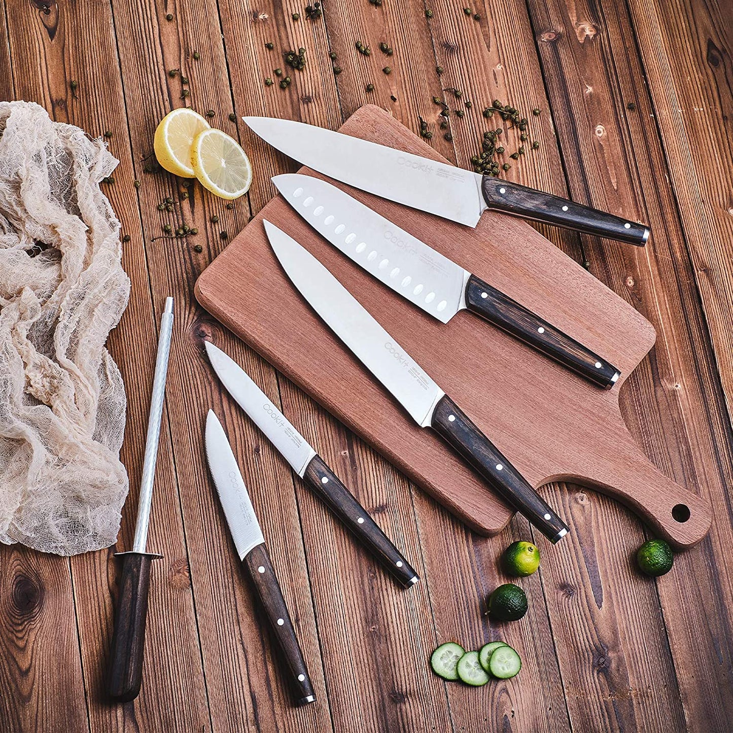 Kitchen Knife Sets, 15 Piece Knife Sets with Block for Kitchen Chef Knife Stainless Steel Knives Set Serrated Steak Knives with Manual Sharpener Knife Amazon Platform Banned - Krosscanada