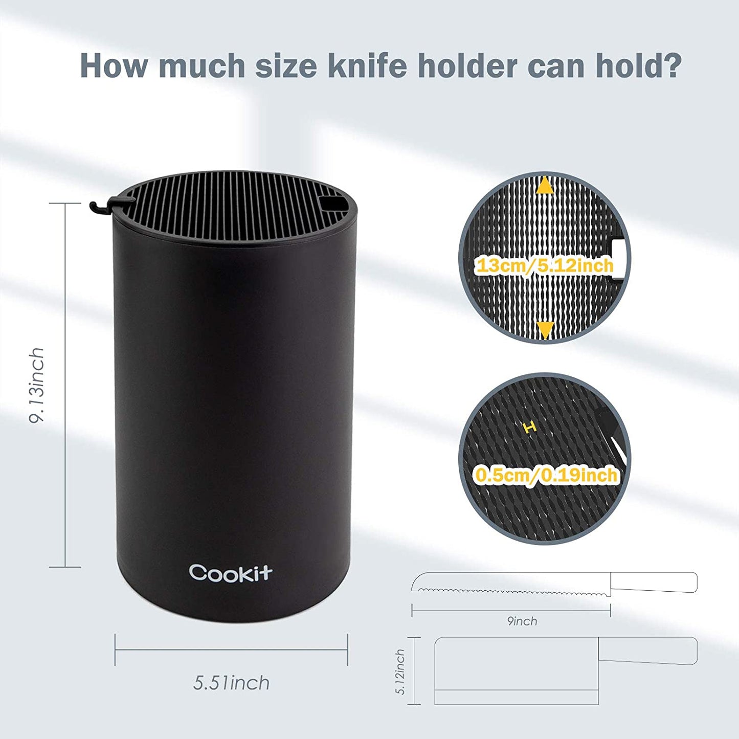 Knife Block Holder, Universal Knife Block without Knives, Unique Double - Layer Wavy Design, Round Black Knife Holder for Kitchen, Space Saver Knife Storage with Scissors Slot Amazon Platform Banned - Krosscanada