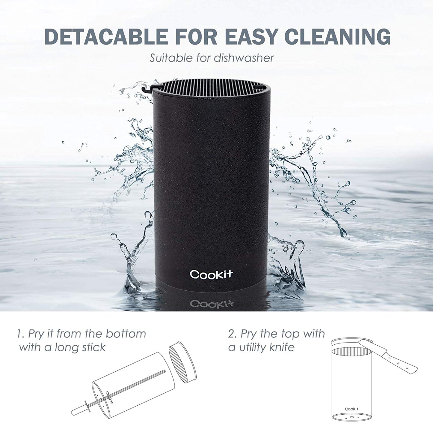 Knife Block Holder, Universal Knife Block without Knives, Unique Double - Layer Wavy Design, Round Black Knife Holder for Kitchen, Space Saver Knife Storage with Scissors Slot Amazon Platform Banned - Krosscanada