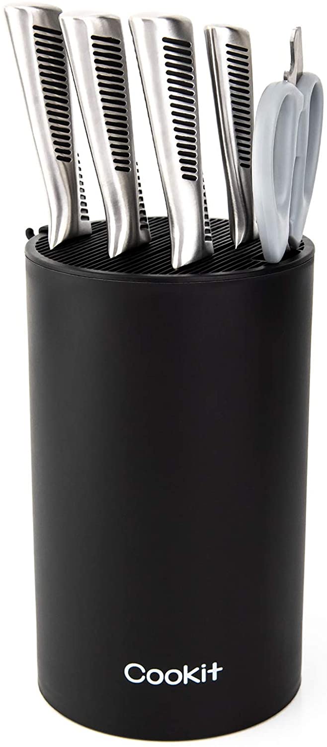 Knife Block Holder, Universal Knife Block without Knives, Unique Double - Layer Wavy Design, Round Black Knife Holder for Kitchen, Space Saver Knife Storage with Scissors Slot Amazon Platform Banned - Krosscanada