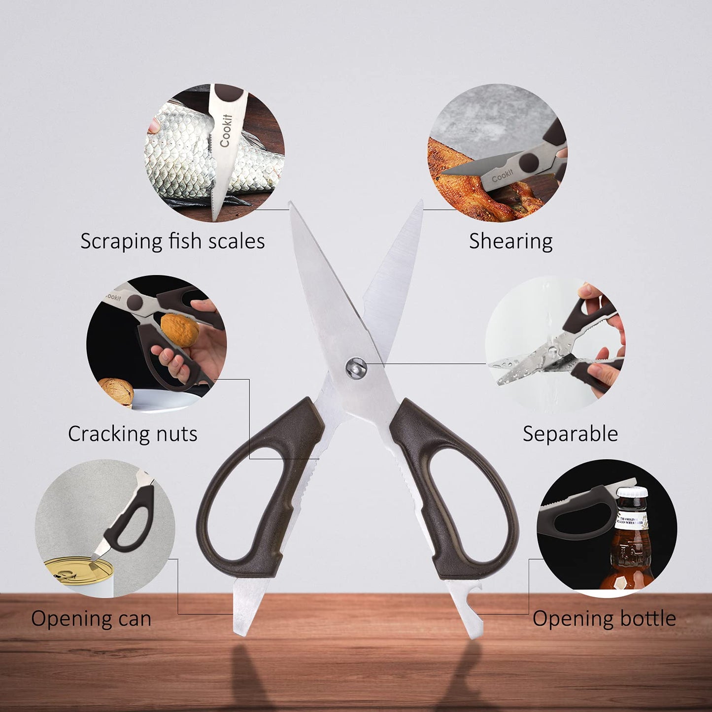 Knife Block with Knife, 9 - Piece Kitchen Knife Set Sharp with Acrylic Block Holder, Wooden Handle with Manual Sharpener, Peeling Scissors - Best Cutlery Set Gift Amazon Platform Banned - Krosscanada