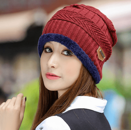 Knit Hat Female Winter ThickeningCap Warm Earmuffscap Head Outdoor Cycling Korean Version Of The Tide Collar Wool Hat - Krosscanada
