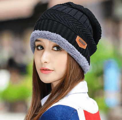 Knit Hat Female Winter ThickeningCap Warm Earmuffscap Head Outdoor Cycling Korean Version Of The Tide Collar Wool Hat - Krosscanada